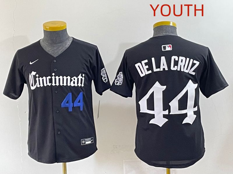 Youth 2025 Cincinnati Reds #44 De La Cruz Black Five generations Joint Name Nike MLB Jersey style 2->youth mlb jersey->Youth Jersey